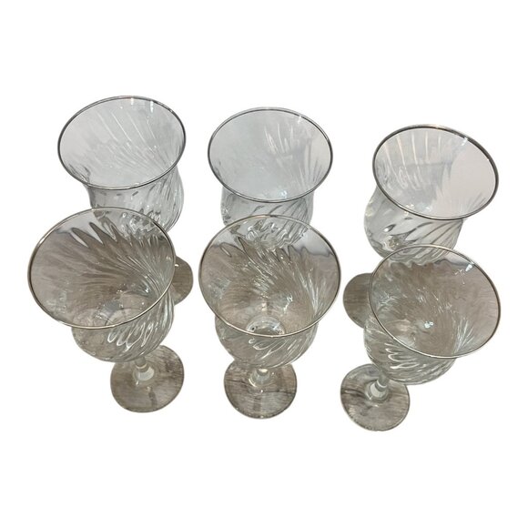 6 Crystal Clear Industries Regent Gold Swirl Wine, Water Glasses Set See Descrip - Picture 4 of 7
